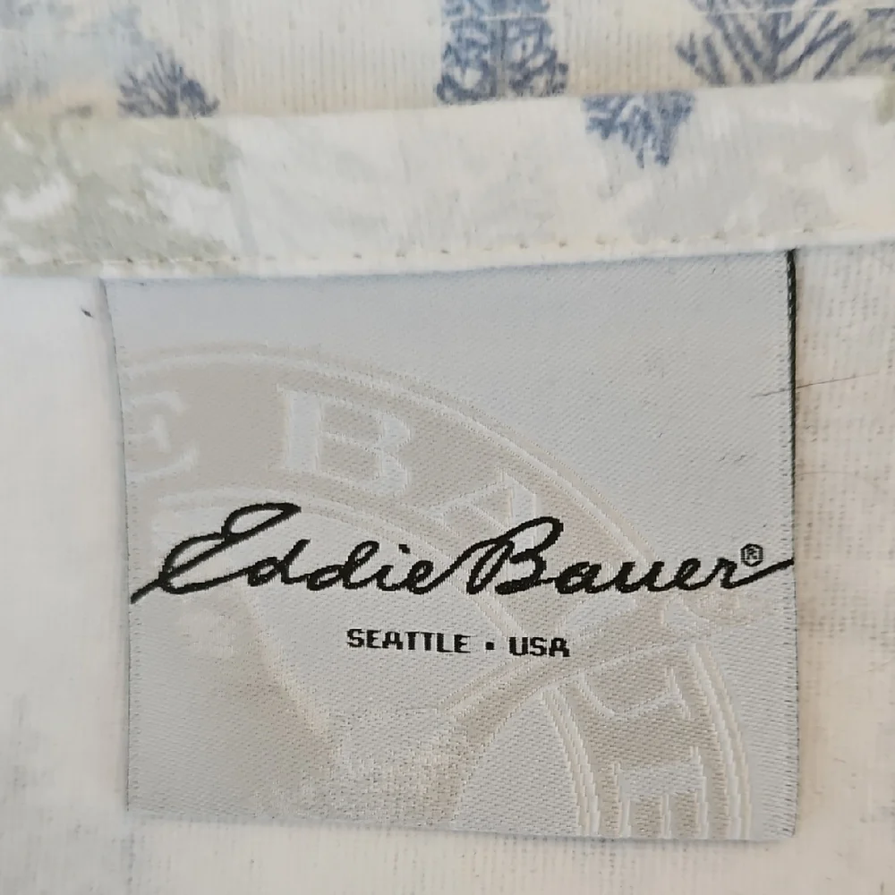 Eddie Bauer NWOT Cream Blue Green Winter Trees Flannel Full Flat & Fitted Sheets